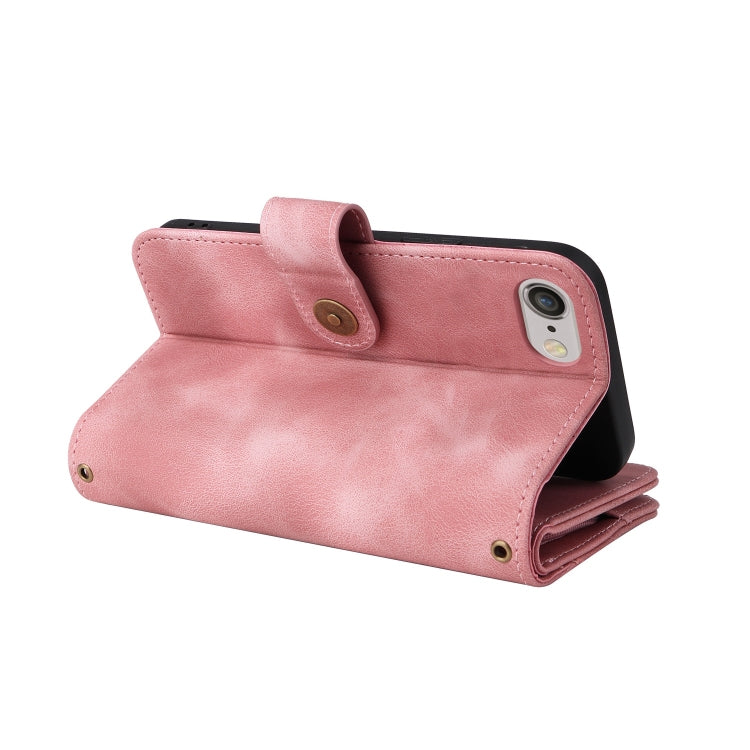 For iPhone SE 2022 / SE 2020 / 8 / 7 Multifunctional Card Slot Zipper Wallet Leather Phone Case(Rose Gold) - iPhone SE 2022 / 2020 / 8 / 7 Cases by buy2fix | Online Shopping UK | buy2fix