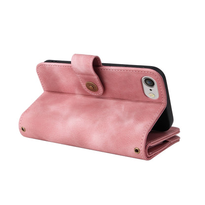 For iPhone SE 2022 / SE 2020 / 8 / 7 Multifunctional Card Slot Zipper Wallet Leather Phone Case(Rose Gold) - iPhone SE 2022 / 2020 / 8 / 7 Cases by buy2fix | Online Shopping UK | buy2fix