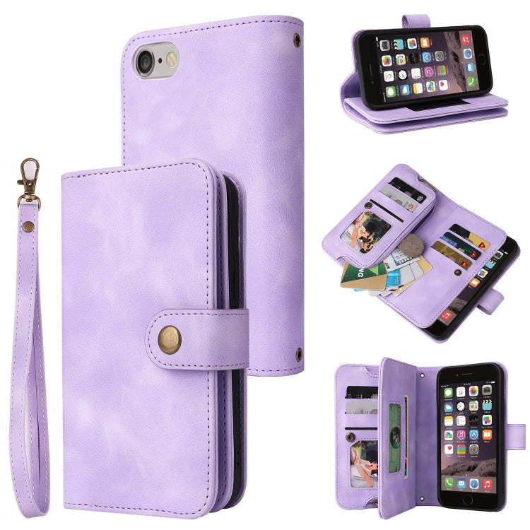 For iPhone 6s / 6 Multifunctional Card Slot Zipper Wallet Leather Phone Case(Purple) - More iPhone Cases by buy2fix | Online Shopping UK | buy2fix