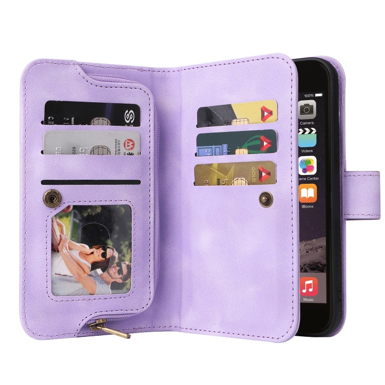 For iPhone 6s / 6 Multifunctional Card Slot Zipper Wallet Leather Phone Case(Purple) - More iPhone Cases by buy2fix | Online Shopping UK | buy2fix