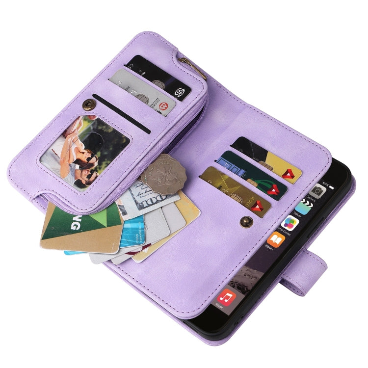 For iPhone 6s / 6 Multifunctional Card Slot Zipper Wallet Leather Phone Case(Purple) - More iPhone Cases by buy2fix | Online Shopping UK | buy2fix