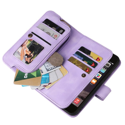 For iPhone 6s / 6 Multifunctional Card Slot Zipper Wallet Leather Phone Case(Purple) - More iPhone Cases by buy2fix | Online Shopping UK | buy2fix