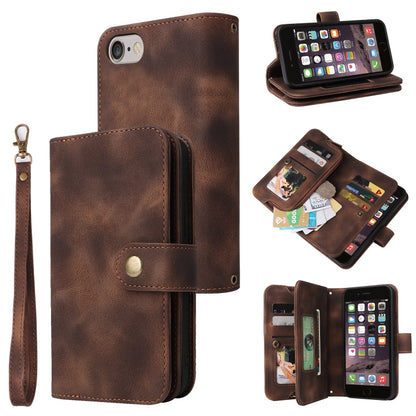 For iPhone 6s / 6 Multifunctional Card Slot Zipper Wallet Leather Phone Case(Brown) - More iPhone Cases by buy2fix | Online Shopping UK | buy2fix