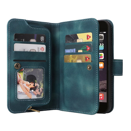 For iPhone 6s / 6 Multifunctional Card Slot Zipper Wallet Leather Phone Case(Blue) - More iPhone Cases by buy2fix | Online Shopping UK | buy2fix