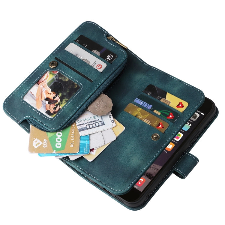 For iPhone 6s / 6 Multifunctional Card Slot Zipper Wallet Leather Phone Case(Blue) - More iPhone Cases by buy2fix | Online Shopping UK | buy2fix