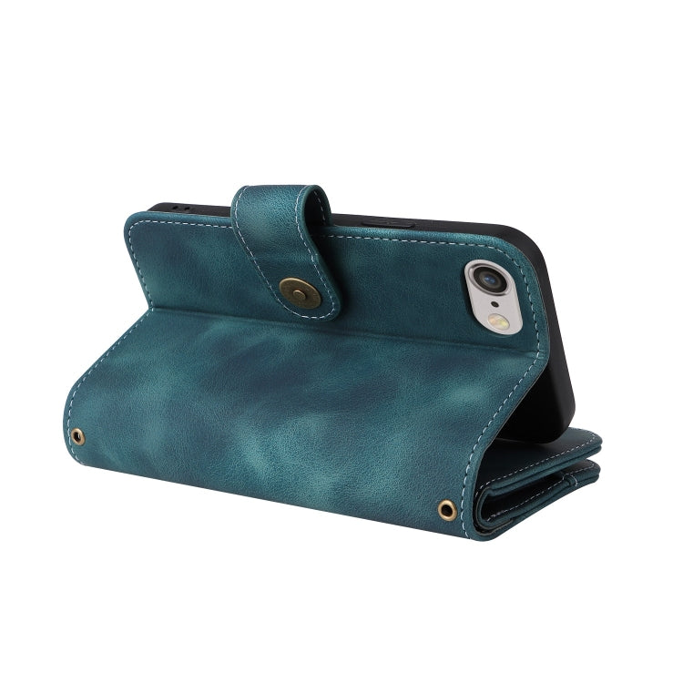 For iPhone 6s / 6 Multifunctional Card Slot Zipper Wallet Leather Phone Case(Blue) - More iPhone Cases by buy2fix | Online Shopping UK | buy2fix