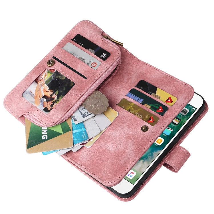For iPhone 6s Plus / 6 Plus Multifunctional Card Slot Zipper Wallet Leather Phone Case(Rose Gold) - More iPhone Cases by buy2fix | Online Shopping UK | buy2fix
