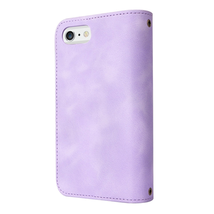 For iPhone 8 Plus / 7 Plus Multifunctional Card Slot Zipper Wallet Leather Phone Case(Purple) - More iPhone Cases by buy2fix | Online Shopping UK | buy2fix