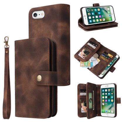 For iPhone 8 Plus / 7 Plus Multifunctional Card Slot Zipper Wallet Leather Phone Case(Brown) - More iPhone Cases by buy2fix | Online Shopping UK | buy2fix