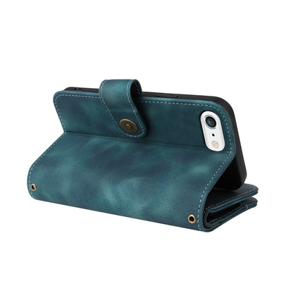For iPhone 8 Plus / 7 Plus Multifunctional Card Slot Zipper Wallet Leather Phone Case(Blue) - More iPhone Cases by buy2fix | Online Shopping UK | buy2fix