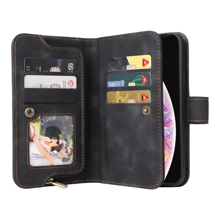 For iPhone XS / X Multifunctional Card Slot Zipper Wallet Leather Phone Case(Black) - More iPhone Cases by buy2fix | Online Shopping UK | buy2fix