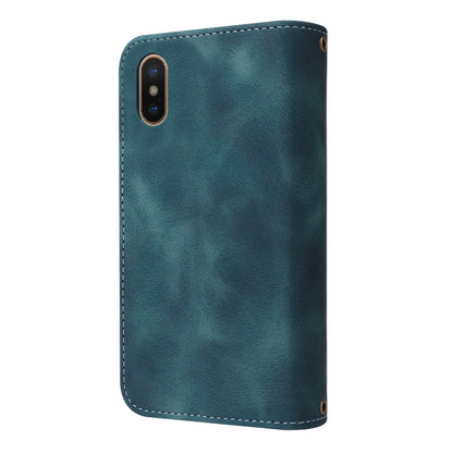 For iPhone XS / X Multifunctional Card Slot Zipper Wallet Leather Phone Case(Blue) - More iPhone Cases by buy2fix | Online Shopping UK | buy2fix