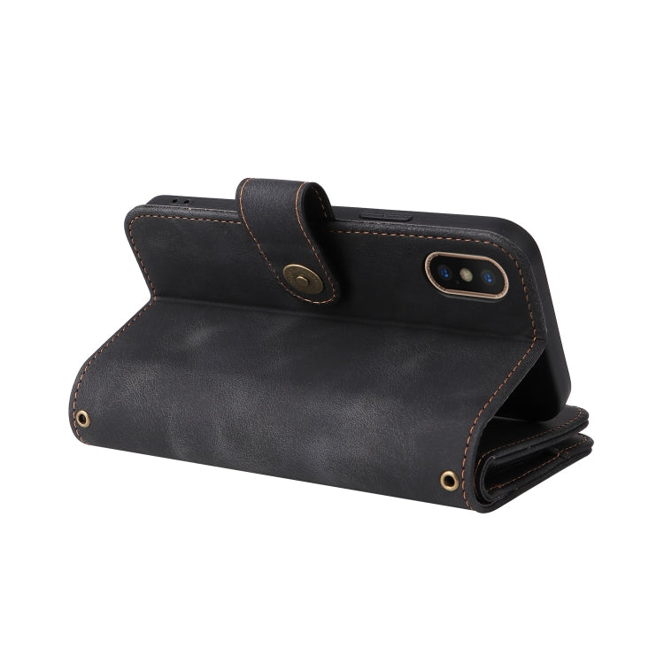 For iPhone XS Max Multifunctional Card Slot Zipper Wallet Leather Phone Case(Black) - More iPhone Cases by buy2fix | Online Shopping UK | buy2fix