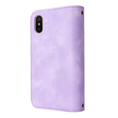 For iPhone XS Max Multifunctional Card Slot Zipper Wallet Leather Phone Case(Purple) - More iPhone Cases by buy2fix | Online Shopping UK | buy2fix