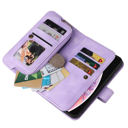 For iPhone XS Max Multifunctional Card Slot Zipper Wallet Leather Phone Case(Purple) - More iPhone Cases by buy2fix | Online Shopping UK | buy2fix