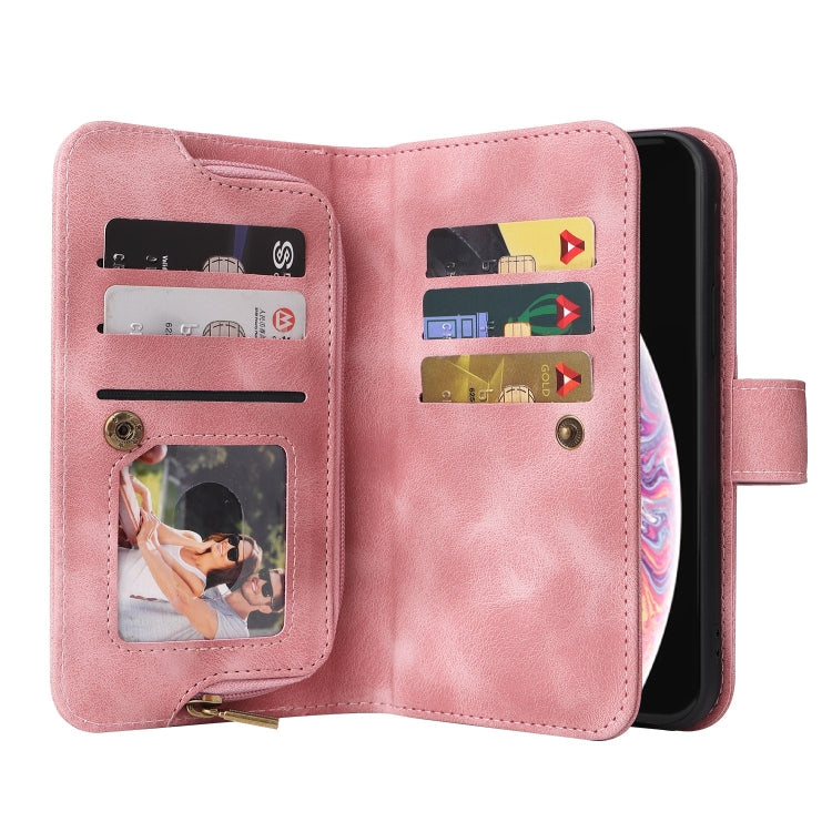 For iPhone XS Max Multifunctional Card Slot Zipper Wallet Leather Phone Case(Rose Gold) - More iPhone Cases by buy2fix | Online Shopping UK | buy2fix