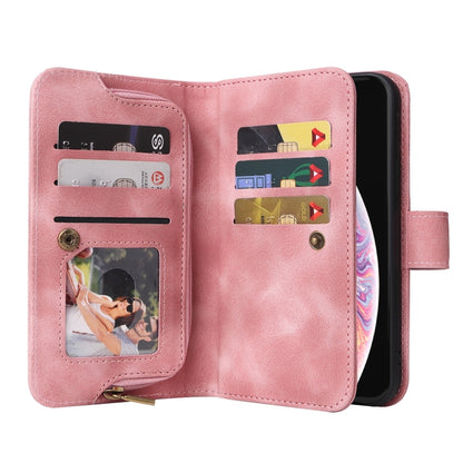 For iPhone XS Max Multifunctional Card Slot Zipper Wallet Leather Phone Case(Rose Gold) - More iPhone Cases by buy2fix | Online Shopping UK | buy2fix