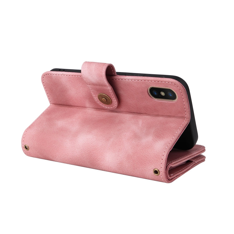 For iPhone XS Max Multifunctional Card Slot Zipper Wallet Leather Phone Case(Rose Gold) - More iPhone Cases by buy2fix | Online Shopping UK | buy2fix