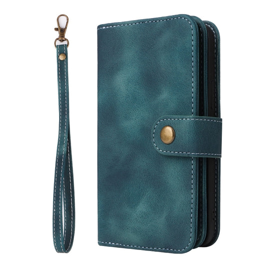 For iPhone XS Max Multifunctional Card Slot Zipper Wallet Leather Phone Case(Blue) - More iPhone Cases by buy2fix | Online Shopping UK | buy2fix
