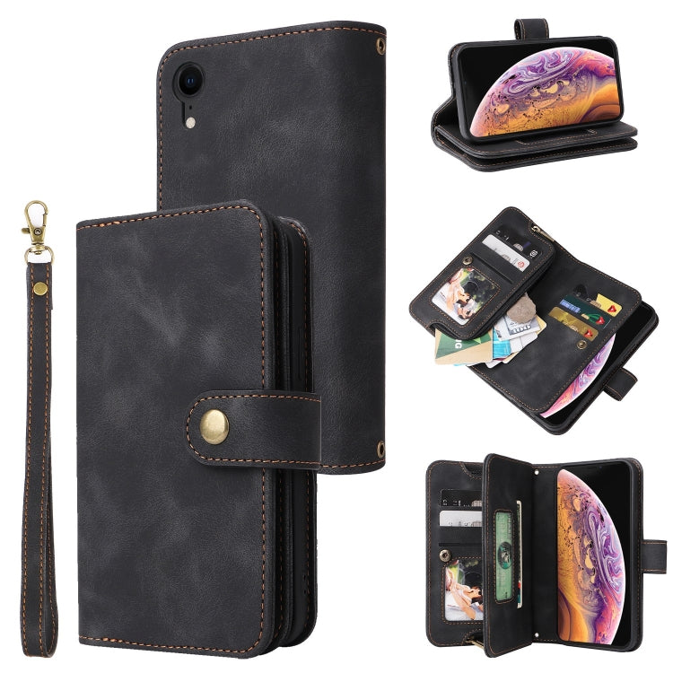 For iPhone XR Multifunctional Card Slot Zipper Wallet Leather Phone Case(Black) - More iPhone Cases by buy2fix | Online Shopping UK | buy2fix