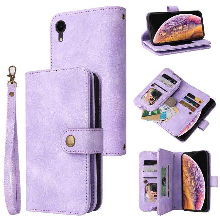For iPhone XR Multifunctional Card Slot Zipper Wallet Leather Phone Case(Purple) - More iPhone Cases by buy2fix | Online Shopping UK | buy2fix