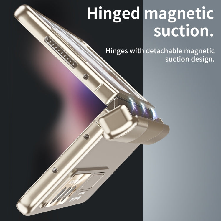 For Samsung Galaxy Z Fold3 5G Electroplating Corrugated Hinge Folding Phone Case(Champagne Gold) - Galaxy Phone Cases by buy2fix | Online Shopping UK | buy2fix