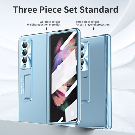 For Samsung Galaxy Z Fold4 Electroplating Corrugated Hinge Folding Phone Case(Blue) - Galaxy Z Fold4 5G Cases by buy2fix | Online Shopping UK | buy2fix