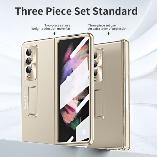 For Samsung Galaxy Z Fold4 Electroplating Corrugated Hinge Folding Phone Case(Champagne Gold) - Galaxy Z Fold4 5G Cases by buy2fix | Online Shopping UK | buy2fix