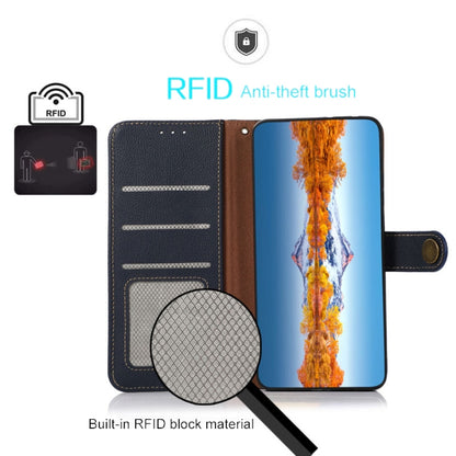 For Nokia X30 5G KHAZNEH Custer Genuine Leather RFID Phone Case(Blue) - Nokia Cases by buy2fix | Online Shopping UK | buy2fix