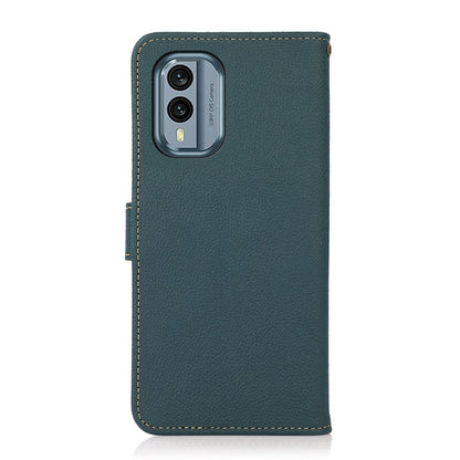 For Nokia X30 5G KHAZNEH Custer Genuine Leather RFID Phone Case(Green) - Nokia Cases by buy2fix | Online Shopping UK | buy2fix