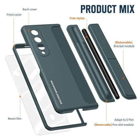 For Samsung Galaxy Z Fold4 2 in 1 Detachable PC Folding Phone Case with Holder & Pen Slot(Grey Green) - Galaxy Z Fold4 5G Cases by buy2fix | Online Shopping UK | buy2fix