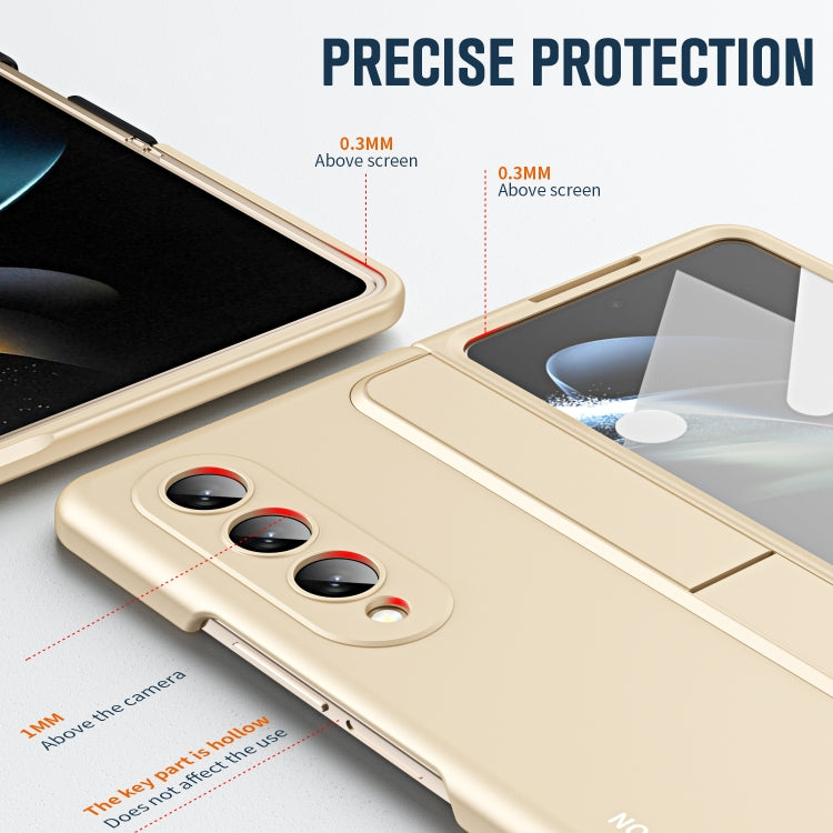 For Samsung Galaxy Z Fold4 2 in 1 Detachable PC Folding Phone Case with Holder & Pen Slot(Beige) - Galaxy Z Fold4 5G Cases by buy2fix | Online Shopping UK | buy2fix
