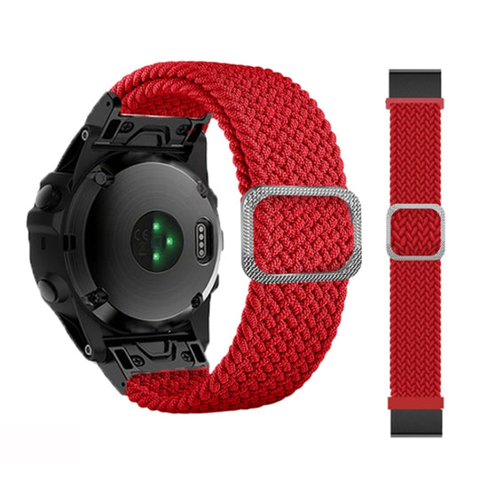 For Garmin Fenix 7X Adjustable Nylon Braided Elasticity Watch Band(Red)