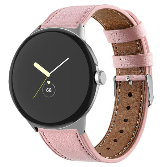 For Google Pixel Watch 5 / 4 / 3 / 2 / 1 41mm Round Tail Genuine Leather Watch Band(Pink)