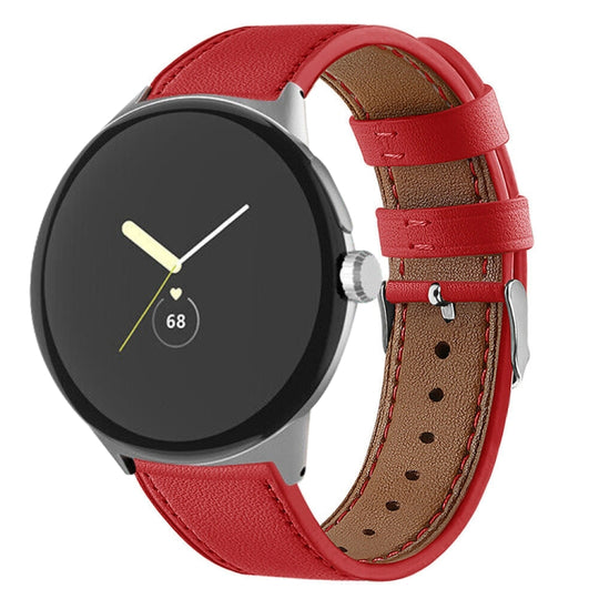 For Google Pixel Watch 5 / 4 / 3 / 2 / 1 41mm Round Tail Genuine Leather Watch Band(Red)