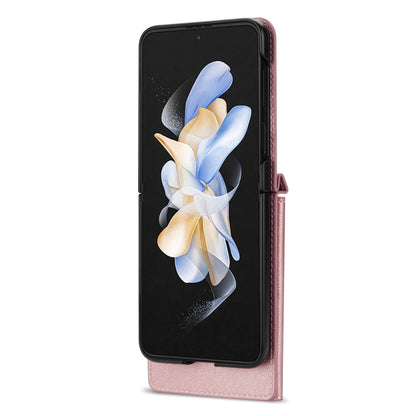 For Samsung Galaxy Z Flip3 5G N.BEKUS Side Zipper Folding Phone Leather Case(Pink) - Galaxy Phone Cases by N.BEKUS | Online Shopping UK | buy2fix