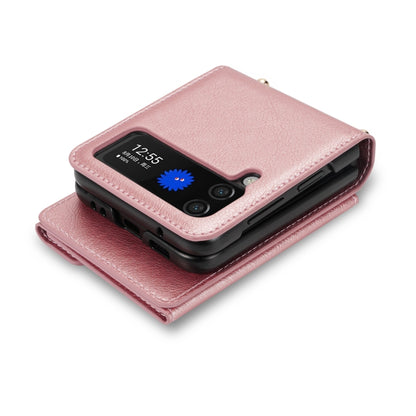 For Samsung Galaxy Z Flip3 5G N.BEKUS Side Zipper Folding Phone Leather Case(Pink) - Galaxy Phone Cases by N.BEKUS | Online Shopping UK | buy2fix