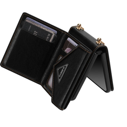 For Samsung Galaxy Z Flip3 5G N.BEKUS Side Zipper Folding Phone Leather Case(Black) - Galaxy Phone Cases by N.BEKUS | Online Shopping UK | buy2fix