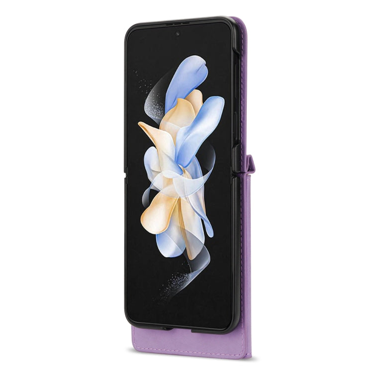 For Samsung Galaxy Z Flip3 5G N.BEKUS Side Zipper Folding Phone Leather Case(Purple) - Galaxy Phone Cases by N.BEKUS | Online Shopping UK | buy2fix