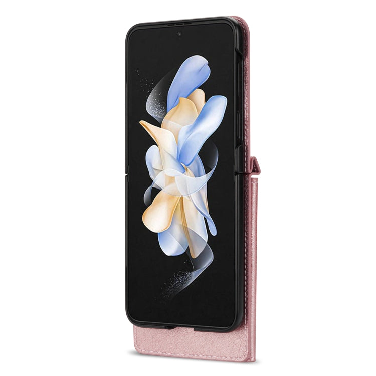 For Samsung Galaxy Z Flip4 N.BEKUS Side Zipper Folding Phone Leather Case(Pink) - Galaxy Z Flip4 5G Cases by N.BEKUS | Online Shopping UK | buy2fix