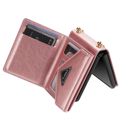For Samsung Galaxy Z Flip4 N.BEKUS Side Zipper Folding Phone Leather Case(Pink) - Galaxy Z Flip4 5G Cases by N.BEKUS | Online Shopping UK | buy2fix