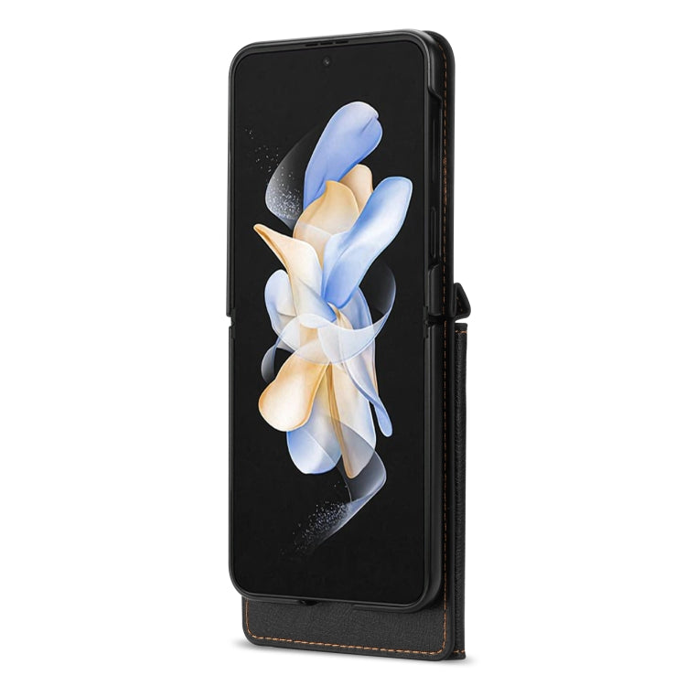 For Samsung Galaxy Z Flip4 N.BEKUS Side Zipper Folding Phone Leather Case(Black) - Galaxy Z Flip4 5G Cases by N.BEKUS | Online Shopping UK | buy2fix