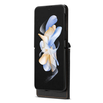 For Samsung Galaxy Z Flip4 N.BEKUS Side Zipper Folding Phone Leather Case(Black) - Galaxy Z Flip4 5G Cases by N.BEKUS | Online Shopping UK | buy2fix