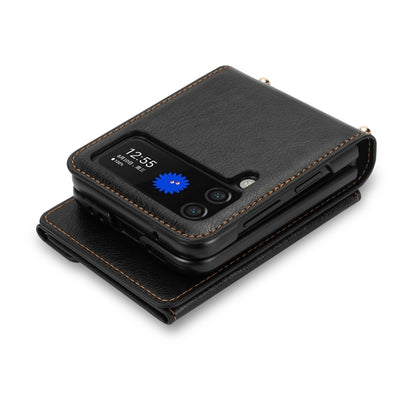For Samsung Galaxy Z Flip4 N.BEKUS Side Zipper Folding Phone Leather Case(Black) - Galaxy Z Flip4 5G Cases by N.BEKUS | Online Shopping UK | buy2fix