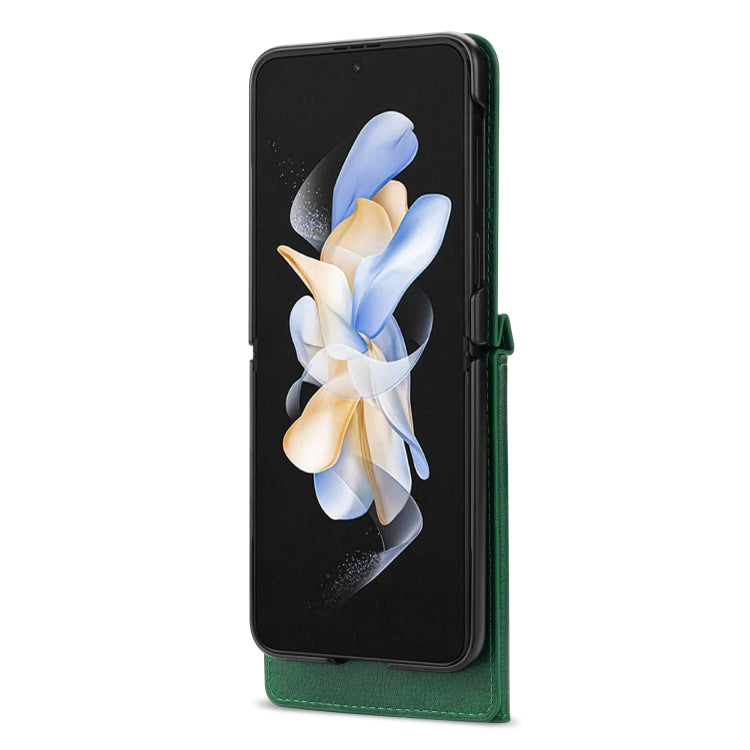 For Samsung Galaxy Z Flip4 N.BEKUS Side Zipper Folding Phone Leather Case(Green) - Galaxy Z Flip4 5G Cases by N.BEKUS | Online Shopping UK | buy2fix