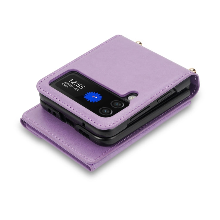 For Samsung Galaxy Z Flip4 N.BEKUS Side Zipper Folding Phone Leather Case(Purple) - Galaxy Z Flip4 5G Cases by N.BEKUS | Online Shopping UK | buy2fix