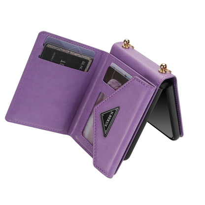 For Samsung Galaxy Z Flip4 N.BEKUS Side Zipper Folding Phone Leather Case(Purple) - Galaxy Z Flip4 5G Cases by N.BEKUS | Online Shopping UK | buy2fix