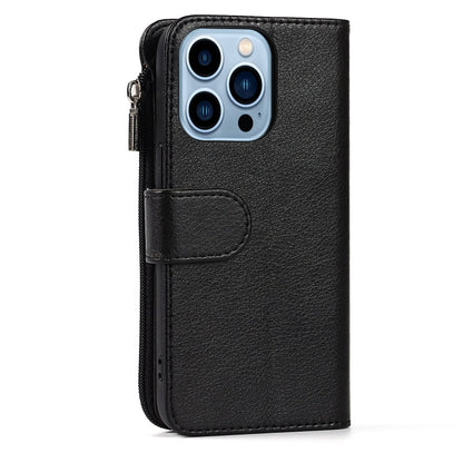 For iPhone 14 Pro Max Microfiber Zipper Leather Phone Case(Black) - iPhone 14 Pro Max Cases by buy2fix | Online Shopping UK | buy2fix