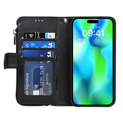 For iPhone 14 Pro Max Microfiber Zipper Leather Phone Case(Black) - iPhone 14 Pro Max Cases by buy2fix | Online Shopping UK | buy2fix