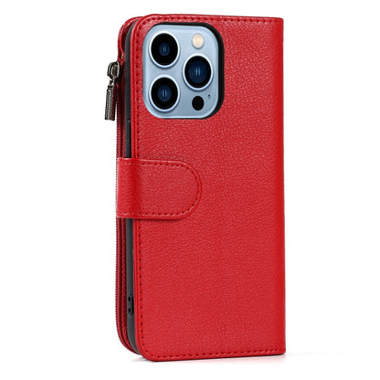 For iPhone 14 Pro Microfiber Zipper Leather Phone Case(Red) - iPhone 14 Pro Cases by buy2fix | Online Shopping UK | buy2fix